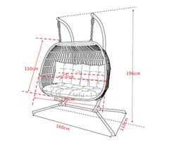 Eleanor Folding Double Hanging Egg Chair Cocoon In Grey -Cheap Hozelock || Kettler || Bosch Store Eleanor Double