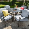Hartman Amalfi 4 Seat Square Lounge Set With Fire Pit In Antique Grey/Platinum