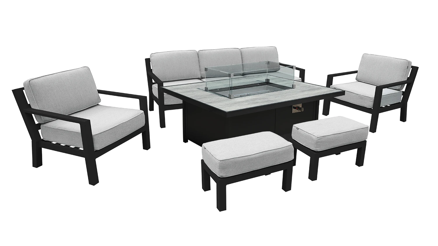 Hartman Apollo Lounge Set With Rectangular Fire Pit Table In Carbon/Pewter 1 Hartman Apollo Lounge Set With Rectangular Fire Pit Table In Carbon/Pewter