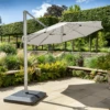 Hartman Caribbean Round Cantilever Parasol With Solar Powered Lights - Natural
