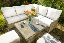 Hartman Heritage Tuscan Square Corner Sofa Set In Beech/Dove -Cheap Hozelock || Kettler || Bosch Store L Heritage square corner fully woven tuscan table detail footstools beech