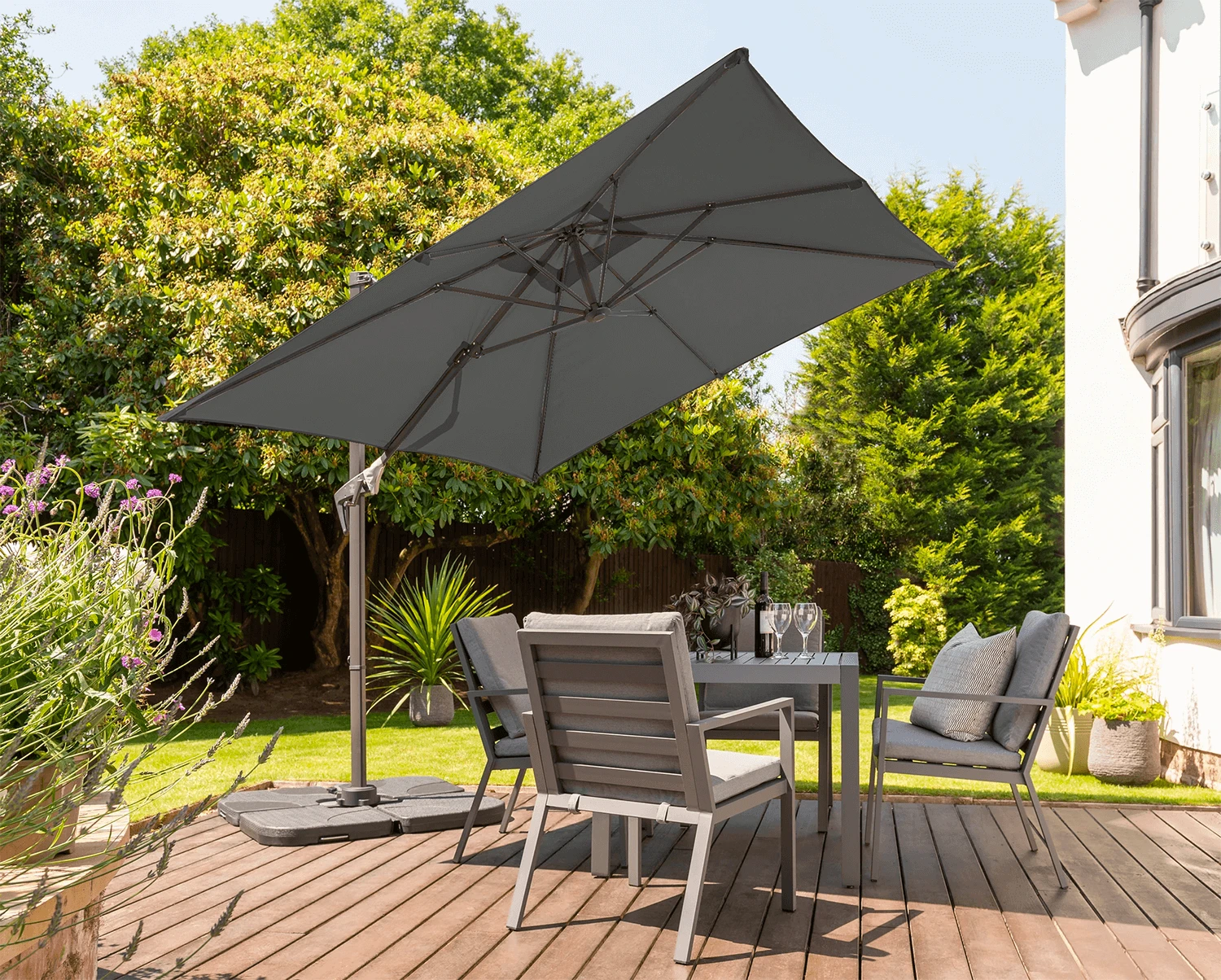 Norfolk Leisure Royce Junior Square 2.5m Cantilever Parasol - Carbon 1 Norfolk Leisure Royce Junior Square 2.5m Cantilever Parasol - Carbon