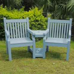 Sandwick Winawood 2 Seater Wood Effect Love Seat - Blue