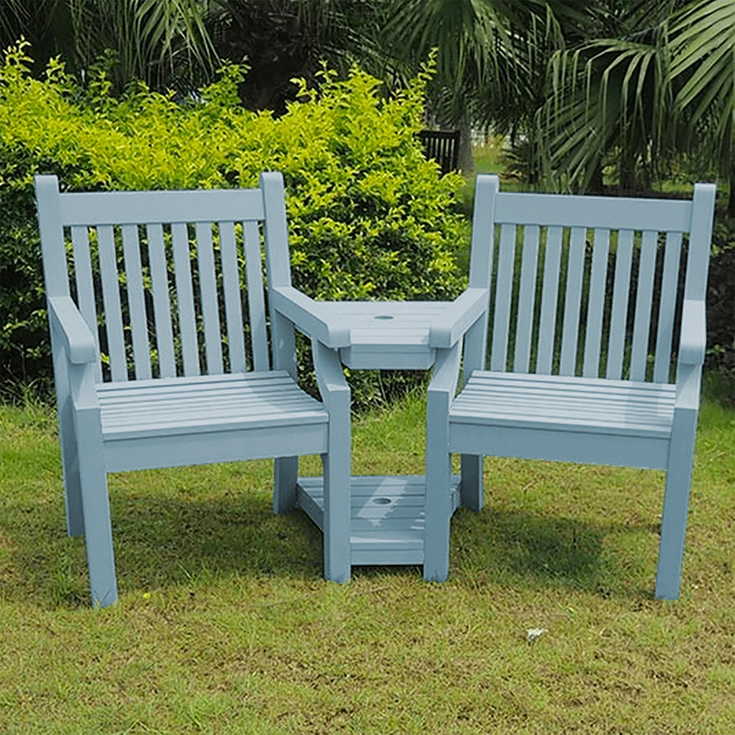 Sandwick Winawood 2 Seater Wood Effect Love Seat - Blue 1 Sandwick Winawood 2 Seater Wood Effect Love Seat - Blue