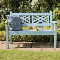 Winawood Speyside 2 Seater Wood Effect Garden Bench In Blue