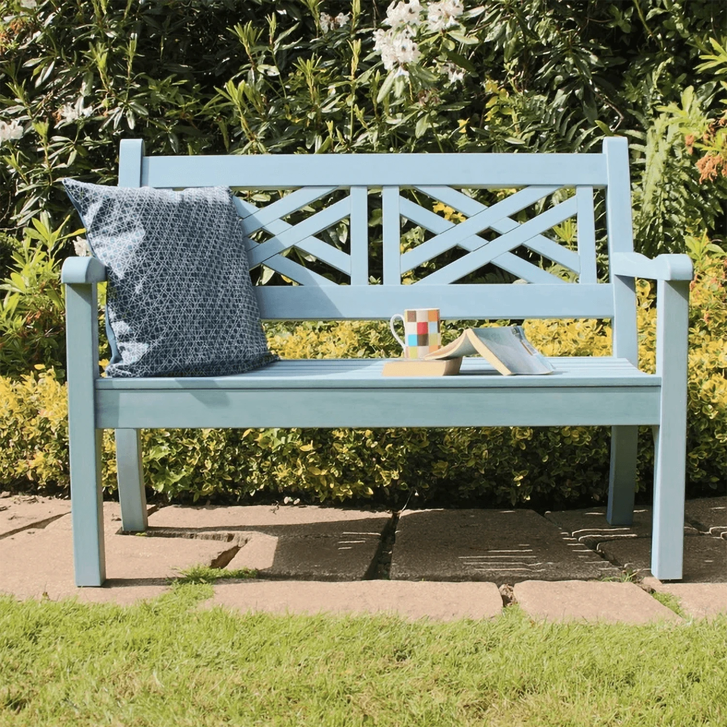 Winawood Speyside 2 Seater Wood Effect Garden Bench In Blue 1 Winawood Speyside 2 Seater Wood Effect Garden Bench In Blue