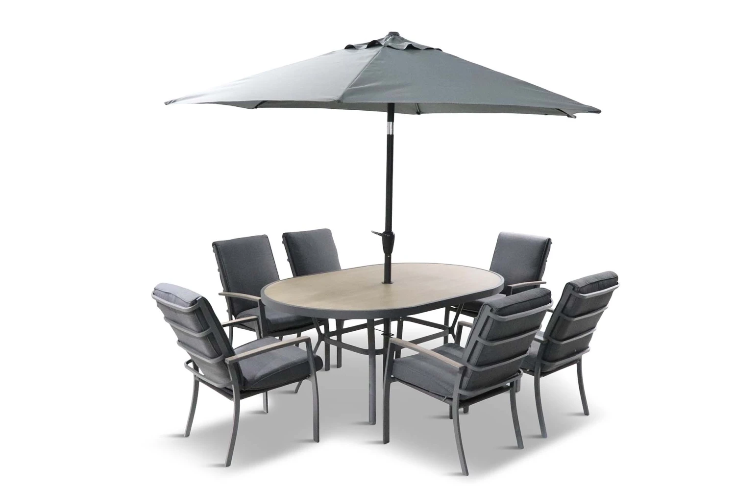 LG Monza 6 Seat Set With Highback Armchairs And 3.0m Parasol 4 LG Monza 6 Seat Set With Highback Armchairs And 3.0m Parasol - Image 4