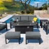 Hartman Aurora Lounge Set With Fire Pit Table In Matt Xerix/Zenith
