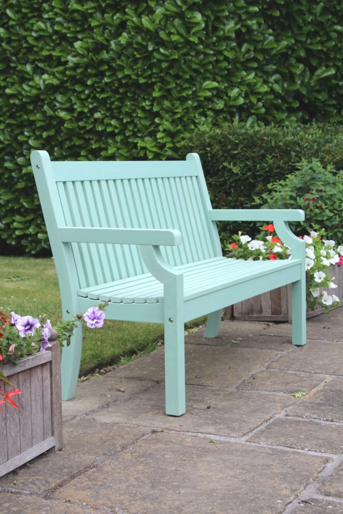 Sandwick Winawood 2 Seater Wood Effect Garden Bench - Duck Egg Green 3 Sandwick Winawood 2 Seater Wood Effect Garden Bench - Duck Egg Green - Image 3