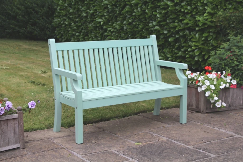 Sandwick Winawood 2 Seater Wood Effect Garden Bench - Duck Egg Green 1 Sandwick Winawood 2 Seater Wood Effect Garden Bench - Duck Egg Green