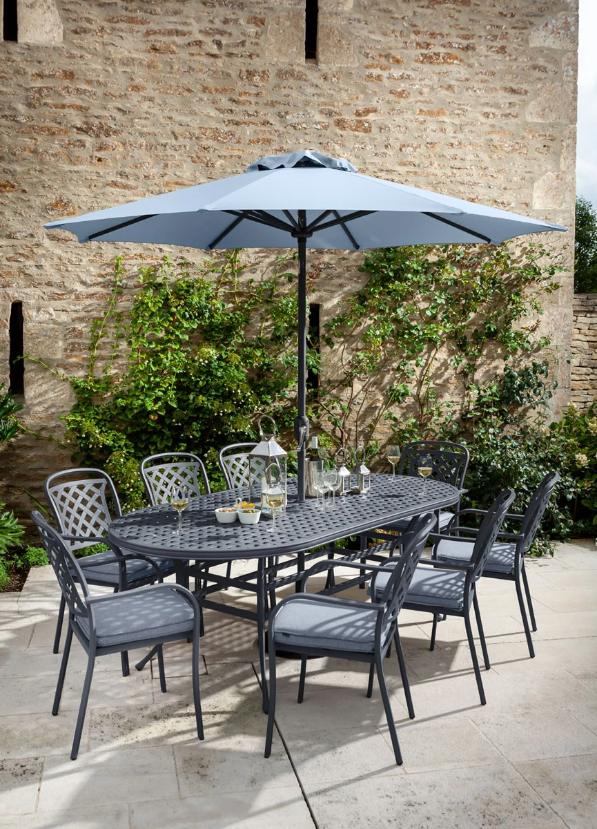 Hartman Berkeley 6 Seat Oval Dining Set In Antique Grey / Platinum 1 Hartman Berkeley 6 Seat Oval Dining Set In Antique Grey / Platinum