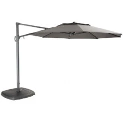 Kettler 3.3m Free Arm Grey Frame / Grey Taupe Canopy Parasol (with LED Lights And Wireless Speaker)