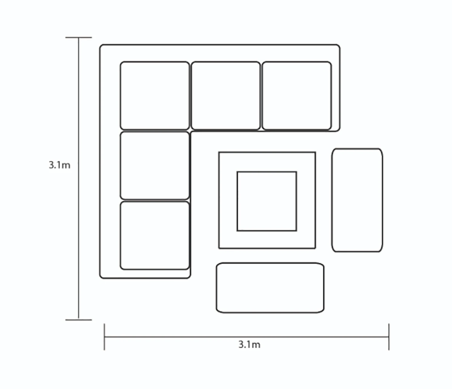 Hartman Apollo Square Corner Sofa Set With Lounge Chairs And Fire Pit Table In Carbon/Pewter 4 Hartman Apollo Square Corner Sofa Set With Lounge Chairs And Fire Pit Table In Carbon/Pewter - Image 4