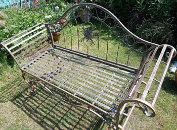 Ornate Verdigris Metal Garden Bench, 93cm X 107cm 4 Ornate Verdigris Metal Garden Bench, 93cm X 107cm - Image 4