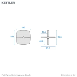 Kettler 3.3m Free Arm Grey Frame / Grey Taupe Canopy Parasol (with LED Lights And Wireless Speaker) -Cheap Hozelock || Kettler || Bosch Store l Kettler freearm 2