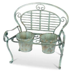 Verdigris Metal Garden Bench Pot Planter Holder -Cheap Hozelock || Kettler || Bosch Store l PL18 Main
