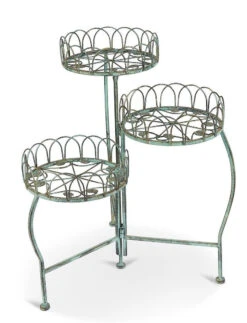 Three Tiered Metal Folding Pot Planter Holder - White And Bronze -Cheap Hozelock || Kettler || Bosch Store l PL41 Main