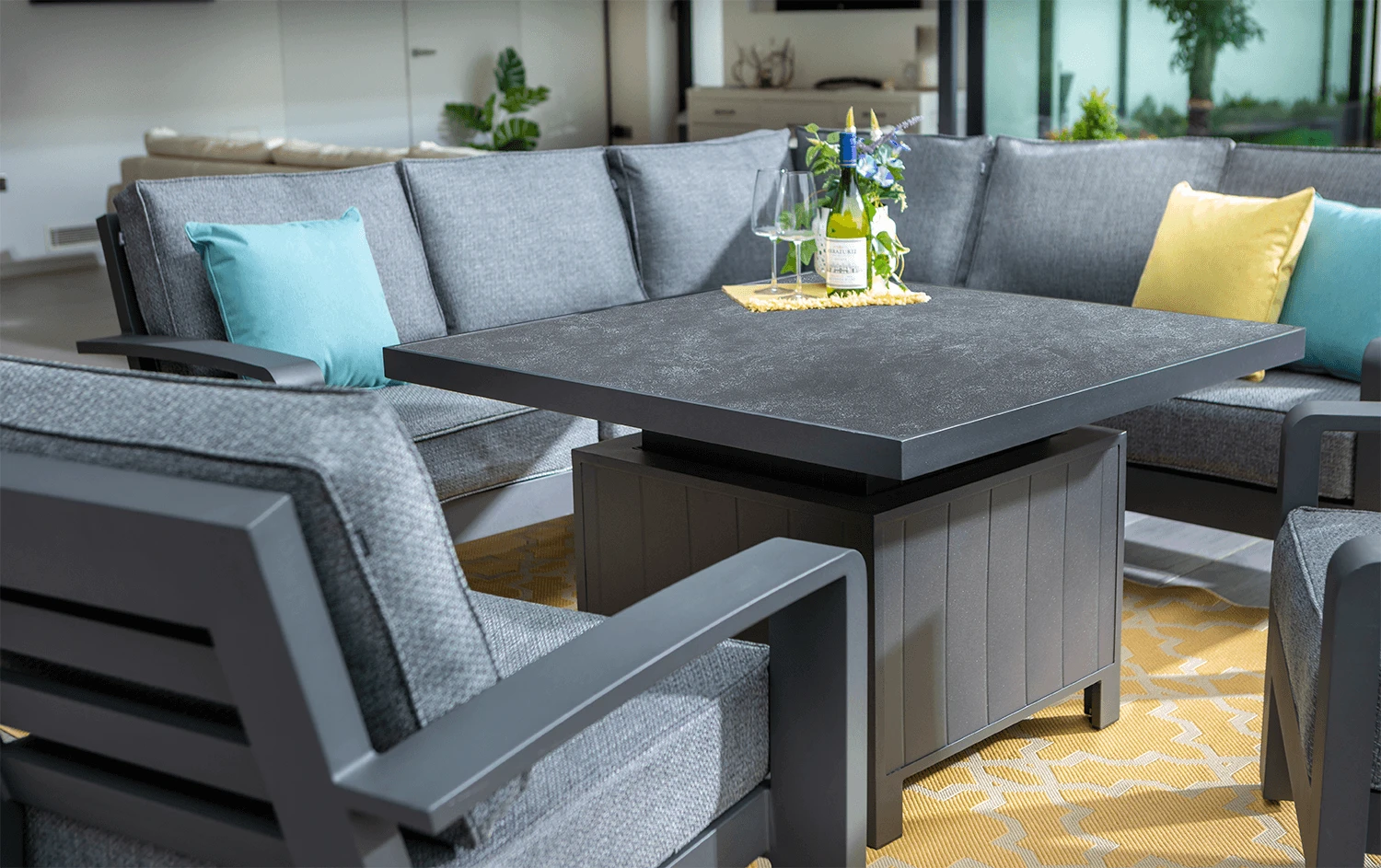 Hartman Aurora Square Corner Sofa Set With Adjustable Table & Lounge Chairs - Matt Xerix/Zenith 2 Hartman Aurora Square Corner Sofa Set With Adjustable Table & Lounge Chairs - Matt Xerix/Zenith - Image 2