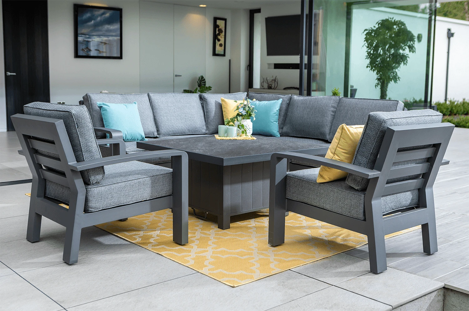 Hartman Aurora Square Corner Sofa Set With Adjustable Table & Lounge Chairs - Matt Xerix/Zenith 4 Hartman Aurora Square Corner Sofa Set With Adjustable Table & Lounge Chairs - Matt Xerix/Zenith - Image 4