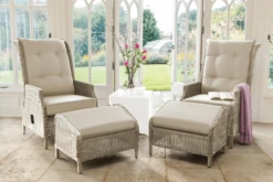 Kettler Palma Recliner Duet Set With Footstools In Oyster And Stone (no Sidetable)