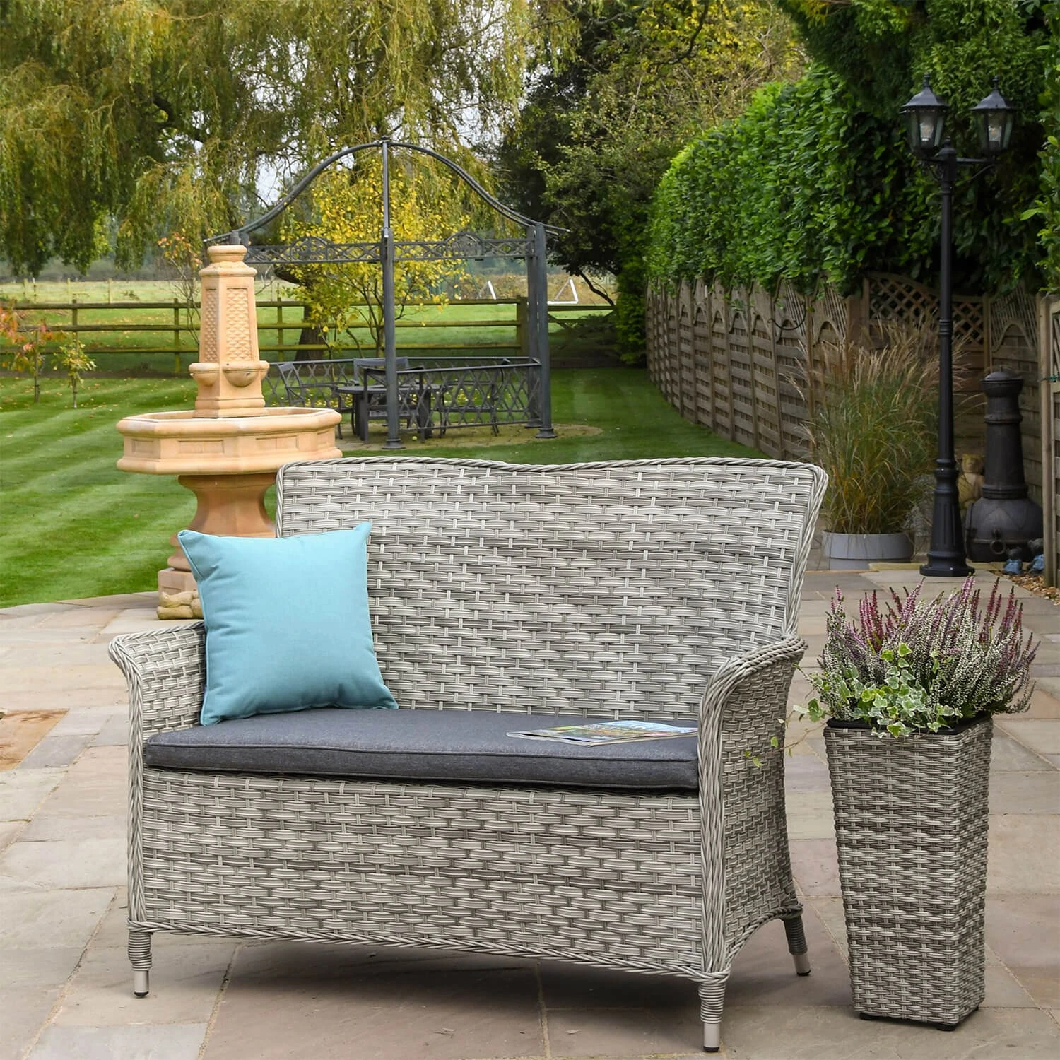 Hartman Heritage 2 Seater High Back Bench With Cushion In Ash / Slate 2 Hartman Heritage 2 Seater High Back Bench With Cushion In Ash / Slate - Image 2