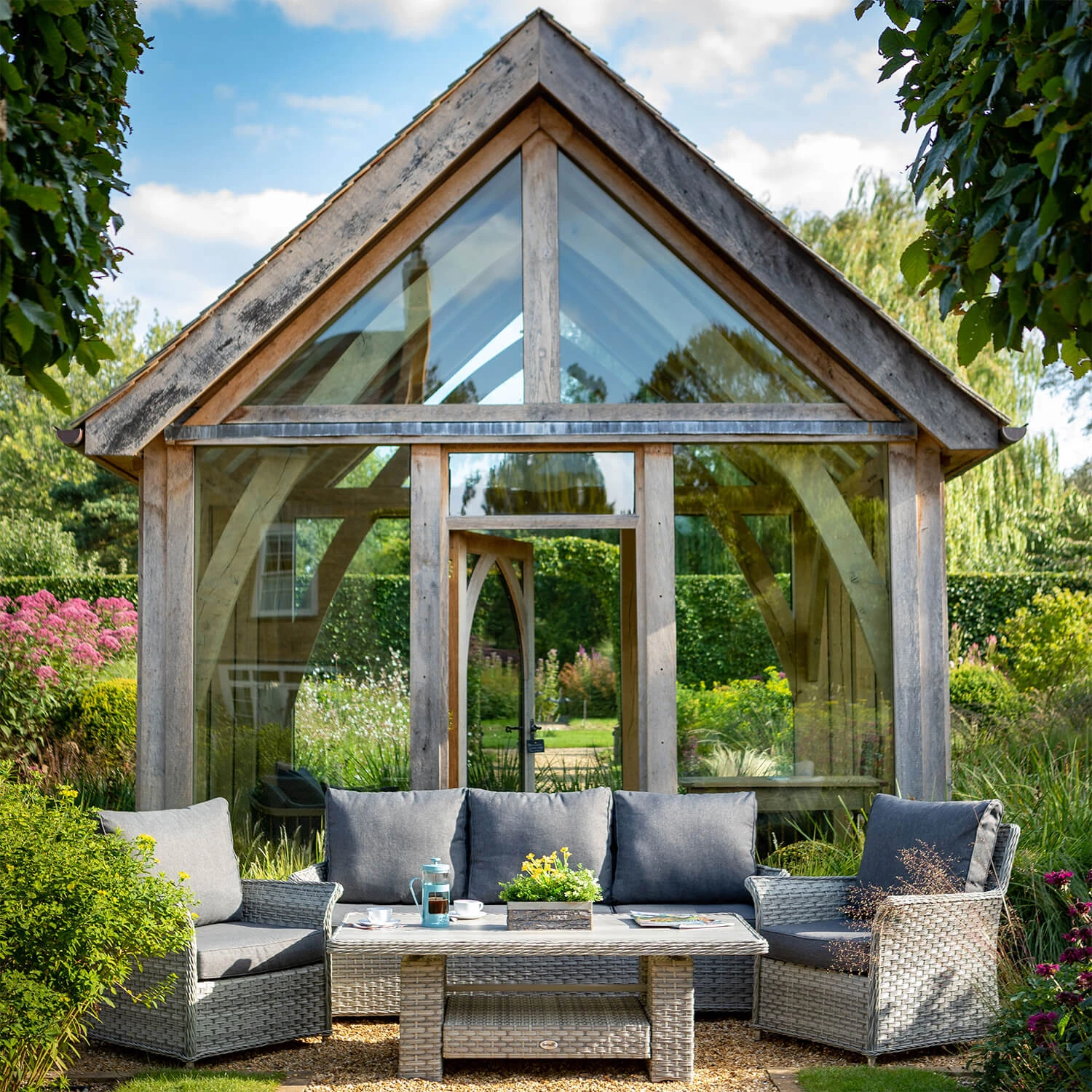 Hartman Heritage Tuscan 3 Seat Lounge Set In Ash / Slate 1 Hartman Heritage Tuscan 3 Seat Lounge Set In Ash / Slate