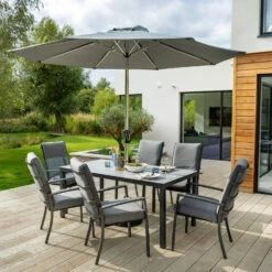 Hartman Vienna 6 Seat Rectangular Dining Set In Xerix / Slate