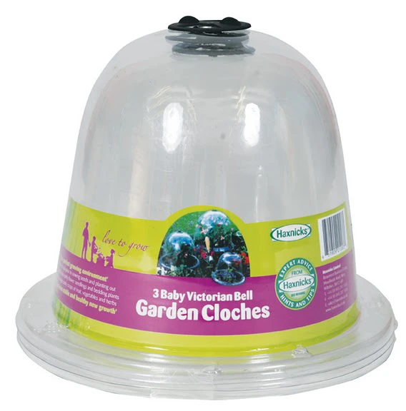 3 X Haxnicks Clear Plastic Baby Bell Jar Cloches: No Pegs 1 3 X Haxnicks Clear Plastic Baby Bell Jar Cloches: No Pegs