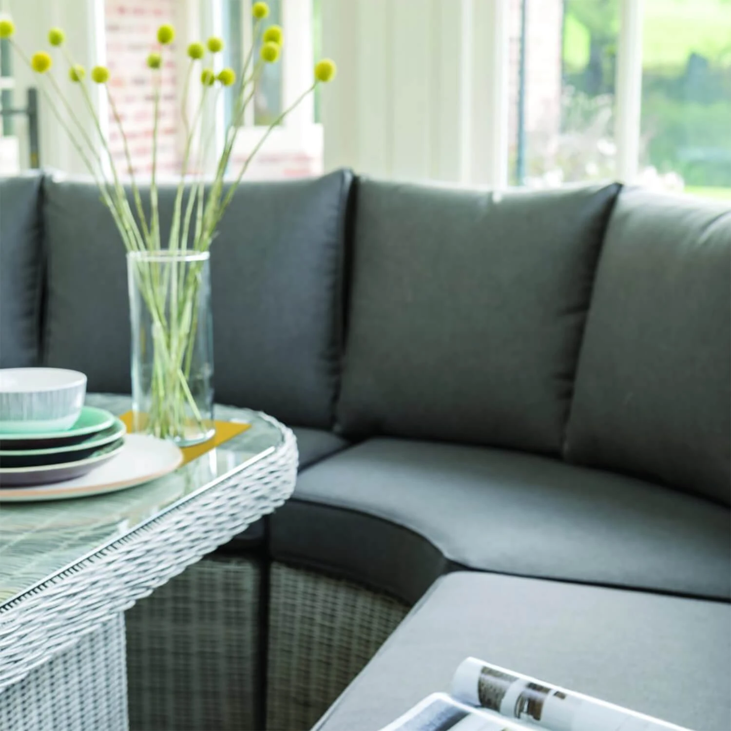 Kettler Palma Grande Corner Sofa Set With Glass Topped Table In White Wash / Taupe 3 Kettler Palma Grande Corner Sofa Set With Glass Topped Table In White Wash / Taupe - Image 3