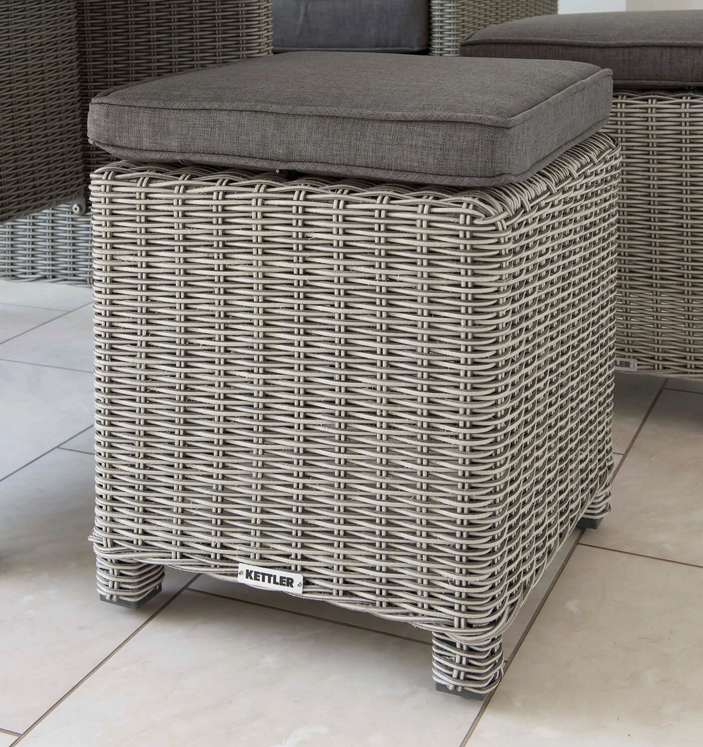 Kettler Palma Stool In White Wash And Taupe 1 Kettler Palma Stool In White Wash And Taupe