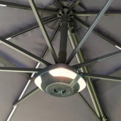 Kettler 3.5m Free Arm Parasol With LEDs And Wireless Speaker In Grey -Cheap Hozelock || Kettler || Bosch Store l kettler parasol speaker