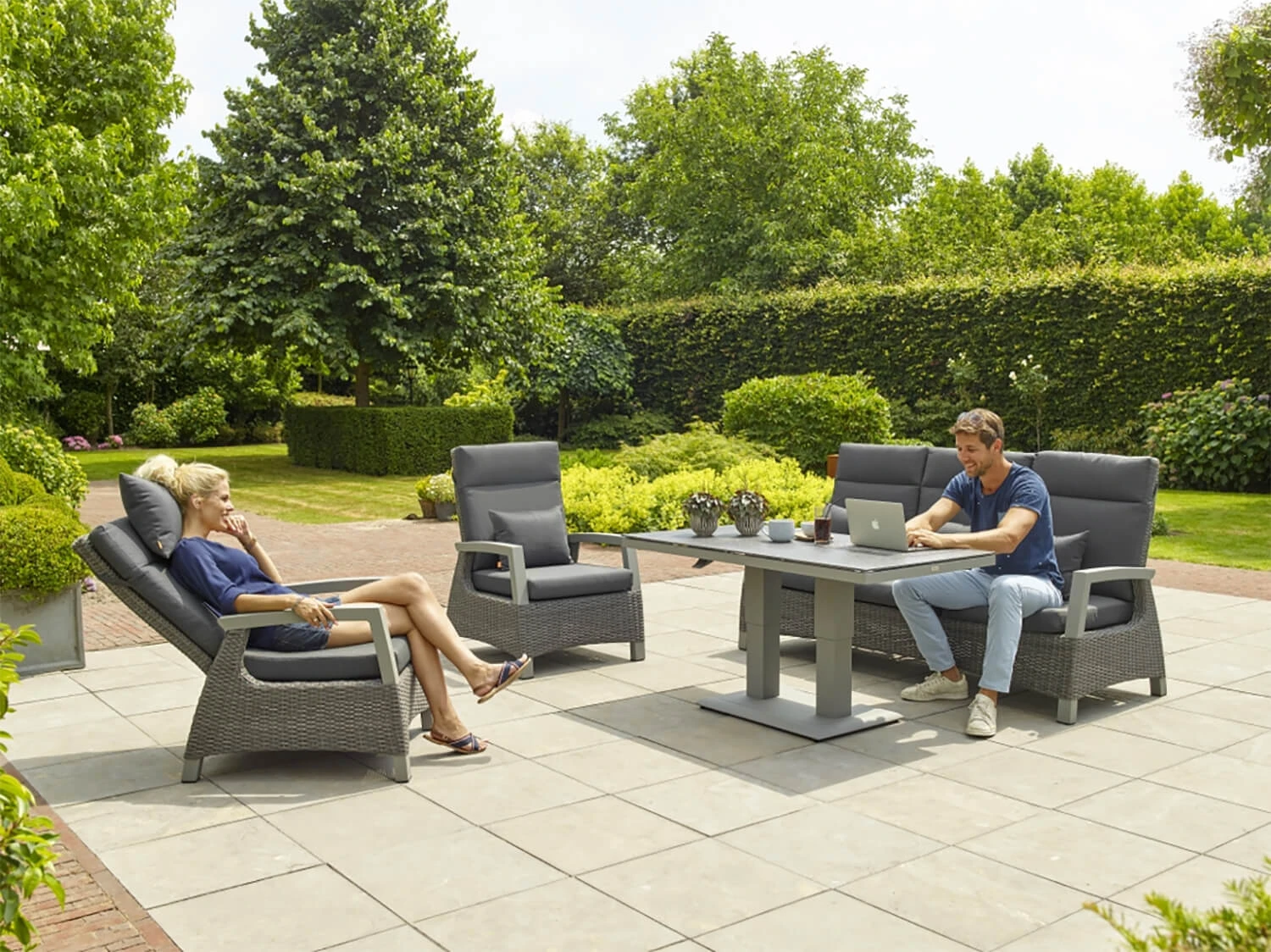 LIFE Aloha Sofa Lounge Set In Lava / Yacht Grey / Carbon 1 LIFE Aloha Sofa Lounge Set In Lava / Yacht Grey / Carbon