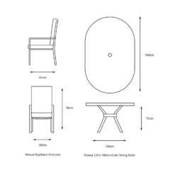 LG Monza 6 Seat Set With Highback Armchairs And 3.0m Parasol 11 LG Monza 6 Seat Set With Highback Armchairs And 3.0m Parasol -Cheap Hozelock || Kettler || Bosch Store l monza sET06