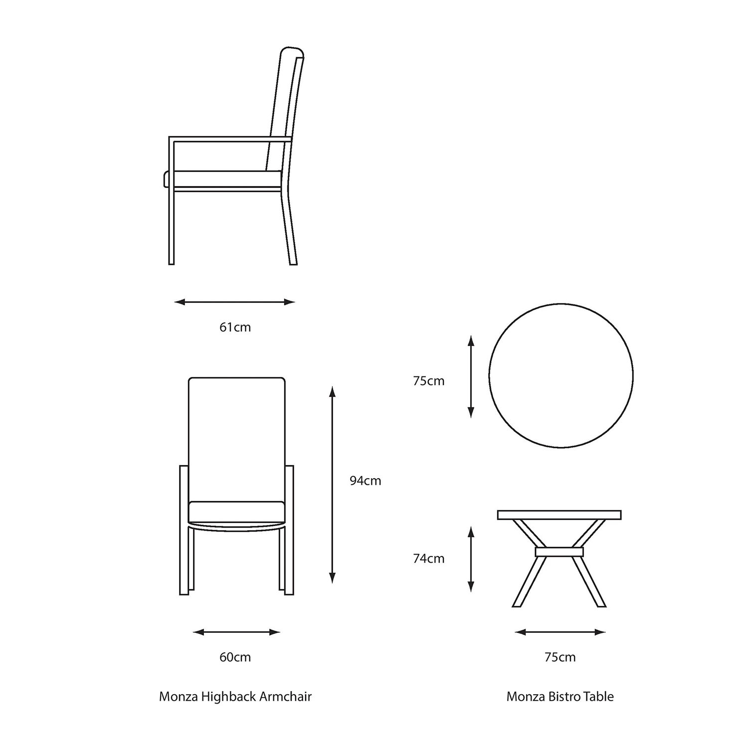 LG Monza Bistro Set With High Back Chairs 6 LG Monza Bistro Set With High Back Chairs - Image 6