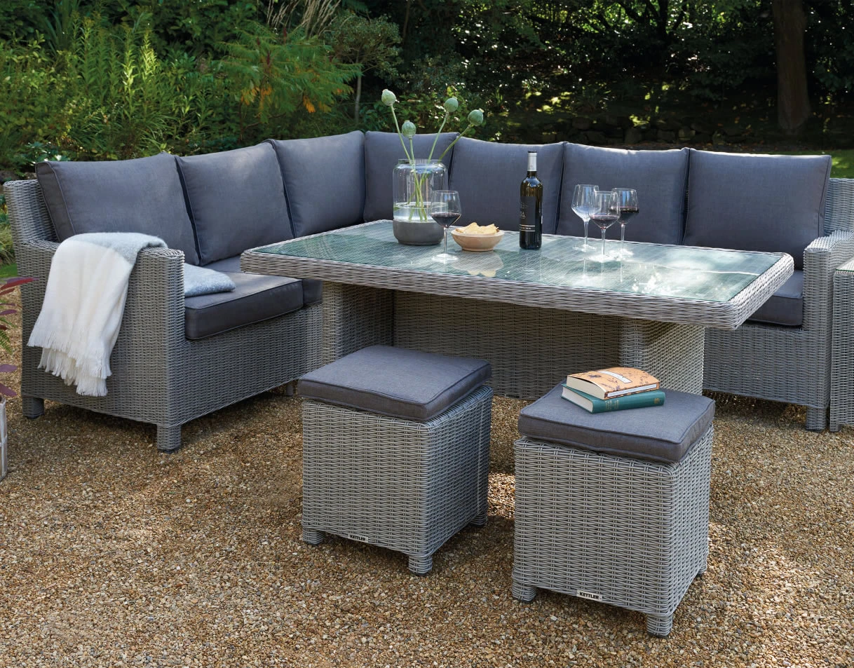 Kettler Palma Right Hand Corner Sofa Set In White Wash With Glass Top Table 1 Kettler Palma Right Hand Corner Sofa Set In White Wash With Glass Top Table