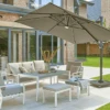 Norfolk Leisure Royce Ambassador Square 3m Cantilever Parasol With LED - Soft Grey