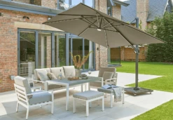 Norfolk Leisure Royce Ambassador Square 3m Cantilever Parasol With LED - Soft Grey
