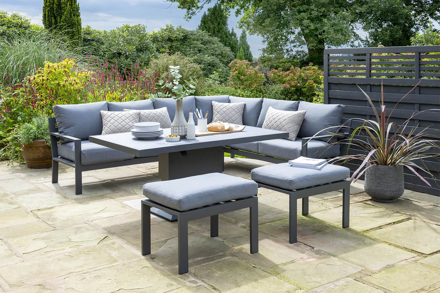 Norfolk Leisure Titchwell Corner Sofa Set With Gas Adjustable Table In Anthracite 1 Norfolk Leisure Titchwell Corner Sofa Set With Gas Adjustable Table In Anthracite