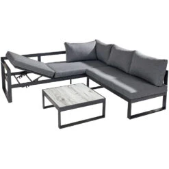Hartman Vienna Square Corner Sofa Lounge Set With Integrated Lounger In Xerix / Slate -Cheap Hozelock || Kettler || Bosch Store vienna square corner studio giant